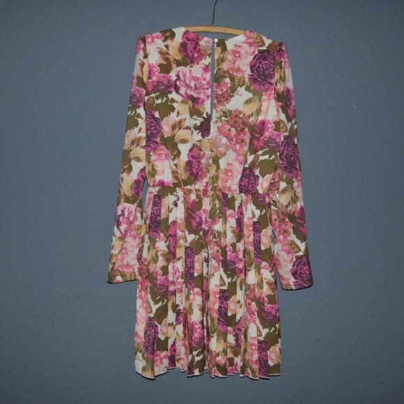 LEITH Floral Print Long Sleeve Pleated Dress sz M - Picture 7 of 10